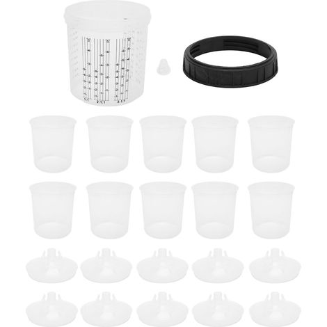 Einweg-farbspritzgeräte-mischbecher-set, 23-teilig, Mit Dichtungsring Und Deckelsystem, Für Kfz-werkzeuge 0-810 Ml/0-28 Oz (f110809)