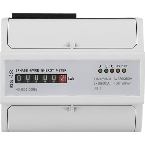 Digitaler Stromzähler Für Din-schienenmontage, 220 V/380 V, 3-phasig, 4-adrig, 7-polig, Elektronisch, Kwh 15 (60) A, 1 Stück