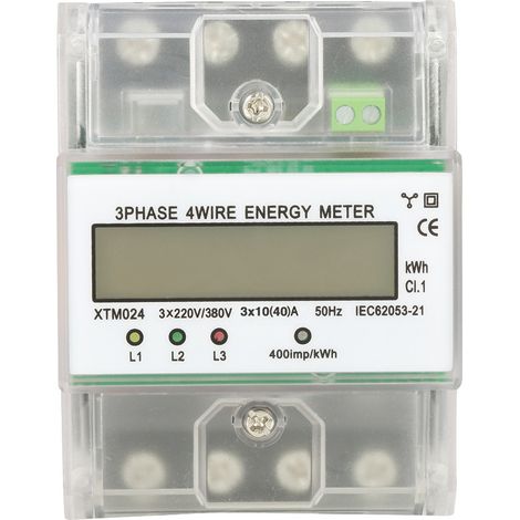 Digitaler Lcd-stromzähler, 3-phasig, 4-adrig, Din-schienenmontage, Elektronische Kwh-zählung (10(40)a)