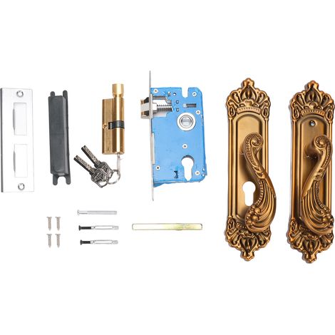 Türgriff-set Im Europäischen Stil, Geräuschloser Retro-türdrücker Aus Aluminium Für Den Innenbereich Mit 3 Schlüsseln Für Zuhause, Schlafzimmer Und Badezimmer