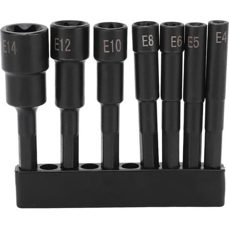 Sechskant-steckschlüssel-set „pflaumenblüte“, 7-teilig, 1/4 Zoll Durchmesser, E4, E5, E6, E8, E10, E12, E14, Crv, Diebstahlsicherung