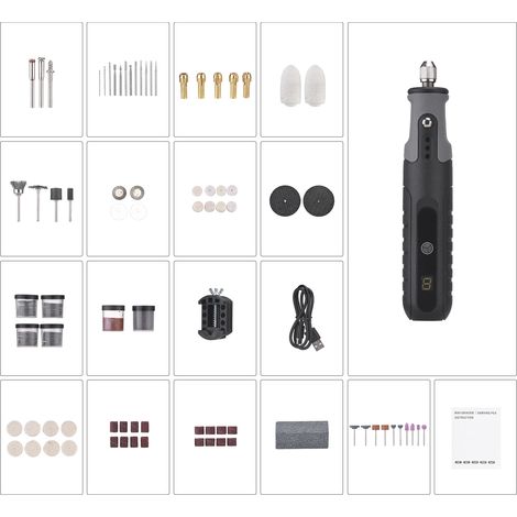 Mini-akku-rotationswerkzeug-set, 25.000 U/min, 5 Geschwindigkeitsstufen, Wiederaufladbare, Akkubetriebene Schnitzwerkzeuge Mit 23 Zubehörteilen, Lcd-bildschirm Zum Schleifen, Polieren, Bohren Und Grav