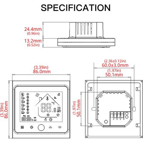 Programmierbarer Wi-fi-thermostat Mit Touchscreen Und Intelligenter Temperaturregelung Für Elektro-/wasser-/gasheizkessel Und Fußbodenheizung.