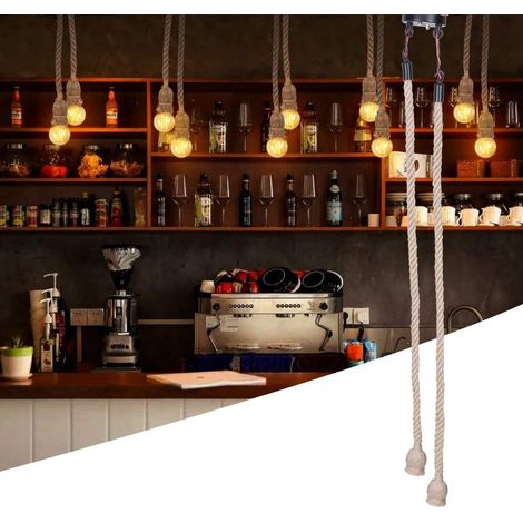 Pendelleuchte, E27 85v-265v Vintage-pendelleuchte Mit Hanfseil, Diy-accessoire Im Industriestil Für Zuhause, Cafés, Bars Und Restaurants