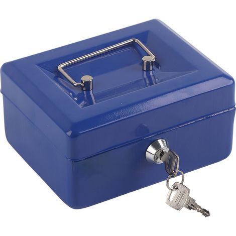 Mini-tragbarer Tresor Aus Eisen, 1 Stück, Kleine Abschließbare Sicherheitsbox Für Münzen Und Geld, Für Zuhause (blau)