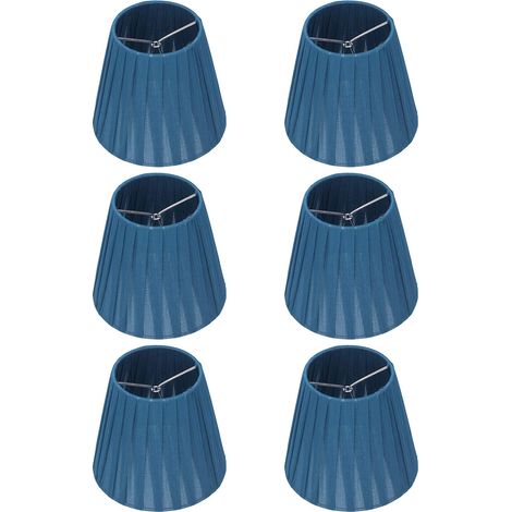 Lampenschirm, 6-teiliges Lampenschirmset, 3,5", 5,1", 5,5", Blau, Zum Aufclipsen, Gute Lichtdurchlässigkeit, Für Kleine Kronleuchter A, B, C, F, P