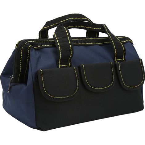 13-zoll-werkzeugtasche, Wasserdichte Multifunktionstasche Mit Breiter Öffnung Aus Oxford-gewebe Für Heimwerkerbedarf, Schwarz/blau