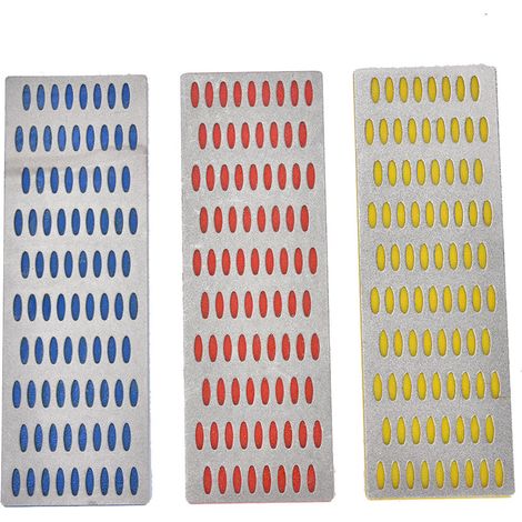 Tragbarer Schleifstein, 3-teiliges Set (rot/blau/gelb) Zum Schärfen Von Küchenmessern Aus Hartmetall.