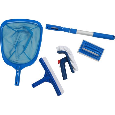 Poolreinigungsset Mit Teleskopstange (45-88 Cm), Feinmaschigem Skimmernetz Und Bürste, Für Pools, Whirlpools Und Spas