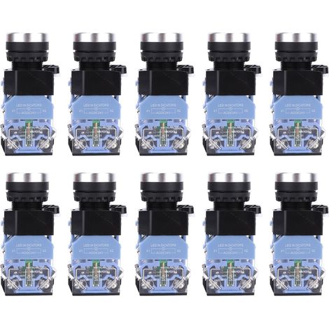 10 Stück Bem38-11ds Selbstverriegelnder Flachkopf-drucktaster Ac/dc24v 1 Ein/aus-schalter (blaue Leuchte)