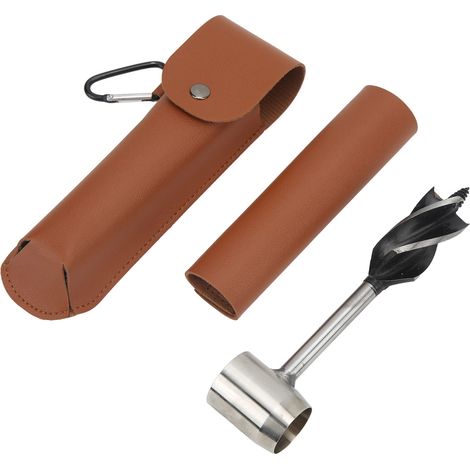 Handbohrer-set Aus Edelstahl, Tragbarer, Multifunktionaler Holzbohrer Mit Aufbewahrungstasche, Braunes Pu-lederetui