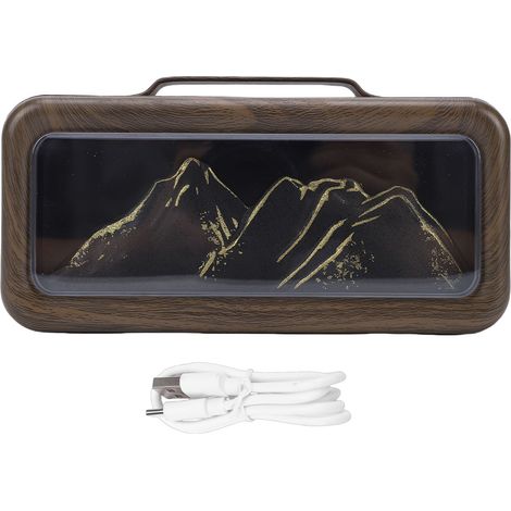 Aroma-diffusor Und Usb-luftbefeuchter Mit Zwei Sprühdüsen, Im Bergstil Mit Led-beleuchtung, Für Zuhause Und Schlafzimmer, Dunkle Holzmaserung