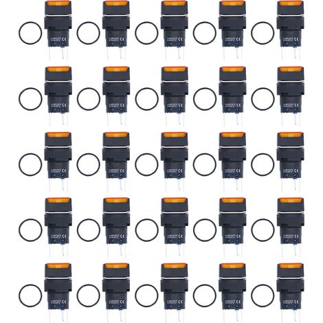 25 Stück 16 Mm Quadratische, Selbstverriegelnde Momenttaster Mit 12-v-gelber Kontrollleuchte