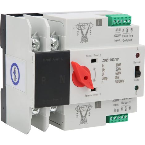 Automatischer Umschalter Mit Zwei Stromquellen, Unterbrechungsfreier 2-wege-umschalter Mit Steuerung Zgq5-100 / 2p 220v Und Guter Isolierung