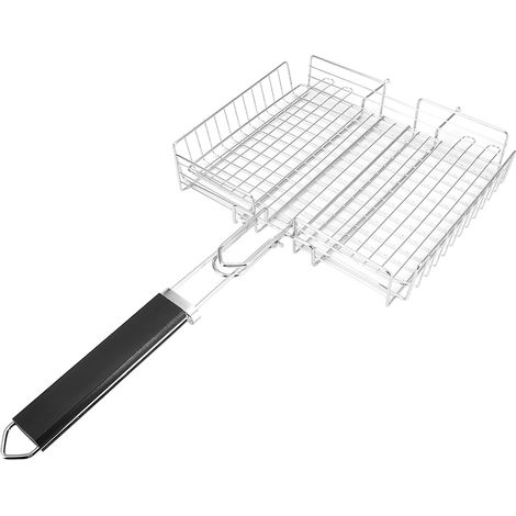 Quadratischer Grillrost, Gegrilltes Fischfilet, Hähnchenfilet, Grillzange, Grilldrahtzange