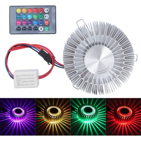 Sonnenblume 3w Rgb Led Aluminium-wandleuchte Mit Fernbedienung Für Schlafzimmer, Nachttisch, Wohnzimmer 85277v