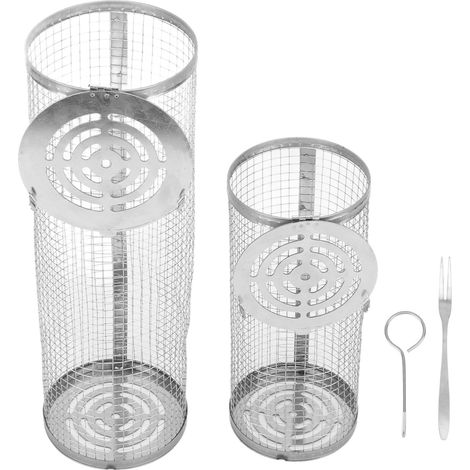 Grillkörbe, 2 Grillnetze Aus Edelstahl, Rollbarer Grillkorb Für Gemüse, Meeresfrüchte Und Fisch