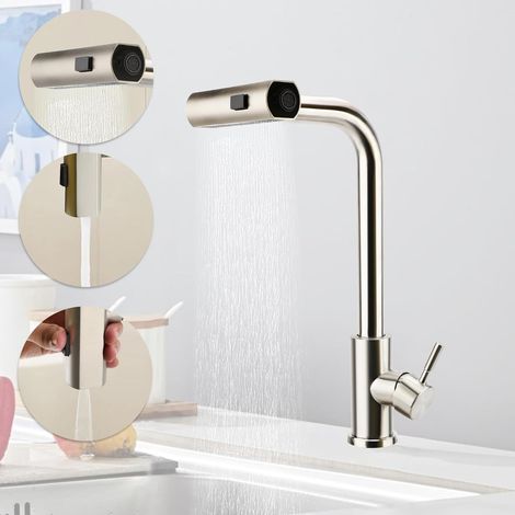 Ausziehbare Küchenarmatur Aus Edelstahl 304 Mit Gebürsteter Oberfläche Und Schläuchen - Modell 9/16
