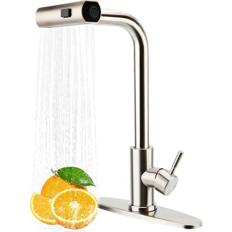 Ausziehbare Küchenarmatur Aus Edelstahl 304 Mit Gebürsteter Oberfläche Und Schläuchen – 3/8"-modell