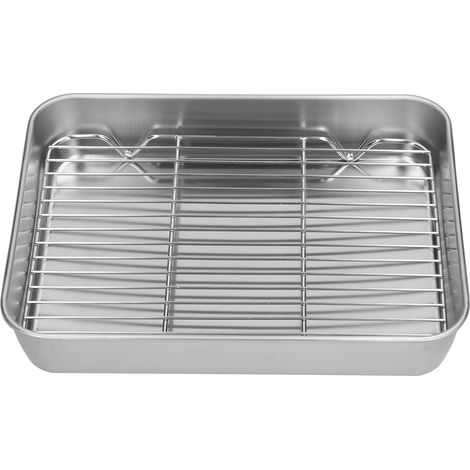 Backofen-bratform Mit Rost. Leicht Zu Reinigende, Rechteckige Edelstahl-bratform Mit Rost. 23,5 X 17,5 X 5 Cm / 9,3 X 6,9 X 2,0 Zoll