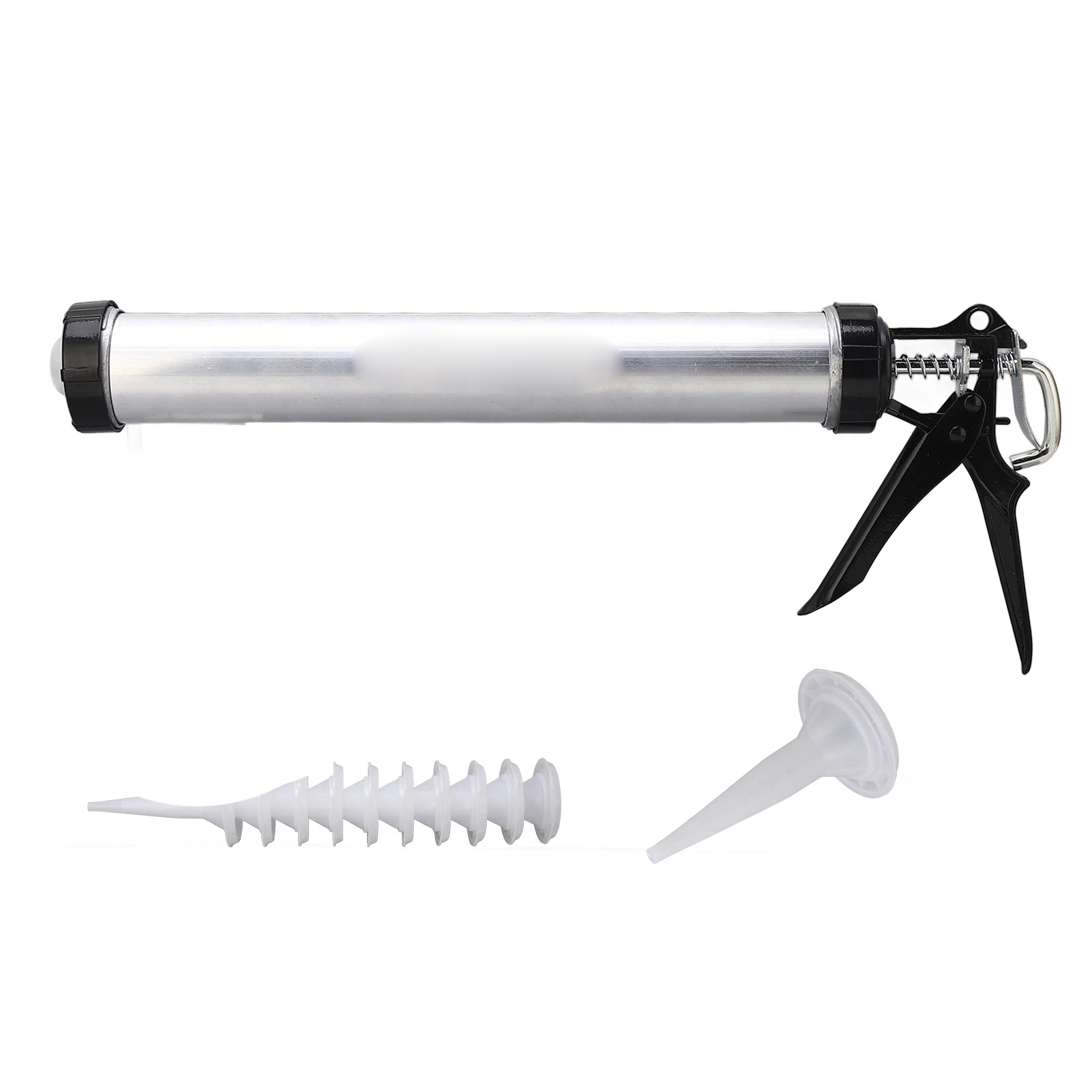 Silikon-kartuschenpistole Mit Aluminiumrohr (1 Stück), 600 Ml Fassungsvermögen, Inklusive 10 Düsen.