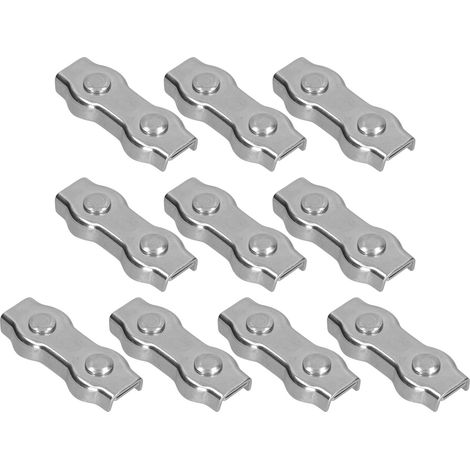 Edelstahl-drahtseilklemmen, Einhand-steigbügel, Doppelverriegelung, 10 Stück M6
