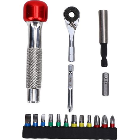 Sechskant-ratschenschlüssel, Schraubendreher-set, Ergonomischer Griff, Vielseitig, Tragbar, Kompakt, Wartungswerkzeug, Doppelseitig, 6,35 Mm