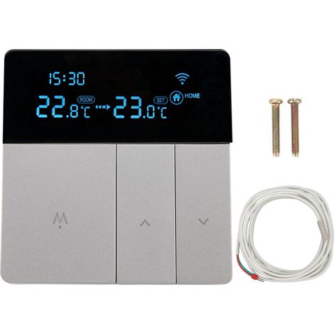 Großer Programmierbarer Digitaler Lcd-thermostat, Grau, Mit 3 Meter Langem Messkabel, Ac 90–240 V, 16 A, Für Elektrische Heizung