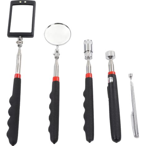 5-teiliges Magnetisches Hebewerkzeug-set, 10 Lb, 8 Lb, 1,5 Lb, Hebestange, 360-grad-teleskopspiegel Mit Led-beleuchtung