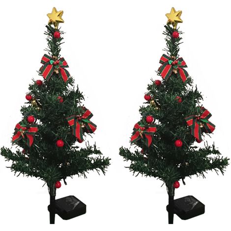 Set Mit 2 Solar-außenleuchten Für Garten, Weihnachtsbaum, Solarbeleuchtung, Solardekoration Für Terrasse, Rasen, Einfahrt, Weihnachten [energieklasse A++]