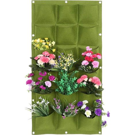 Vertikale Pflanztaschen Aus Filzstoff Zur Wandmontage, Hängende Pflanzentaschen Für Blumen, Kräuter Und Gemüse, Für Drinnen Und Draußen (18 Taschen)