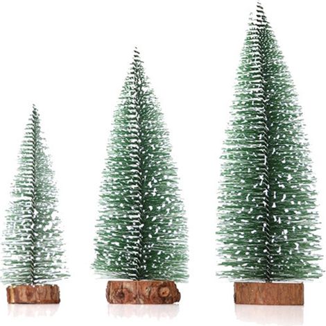 3-teiliges Weihnachtsbaum-set, Künstliche Mini-sisalbäume Mit Holzsockeln, Ideal Für Weihnachtsdekorationen, Schlafzimmer, Bastelprojekte Und Partys