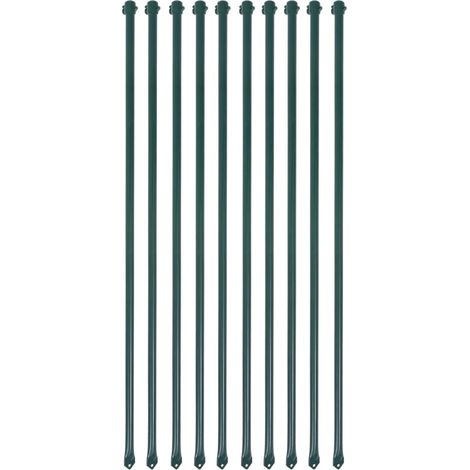Gartenpfosten, 10 Stück, 1 M, Metall, Grün