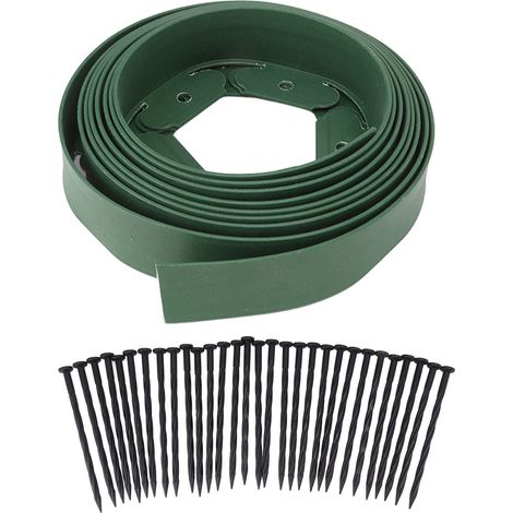 Rasenkanten-set Mit 30 Erdspießen, Pe-gartenkante Für Die Gartengestaltung, 5 Cm X 5 Cm X 5 M