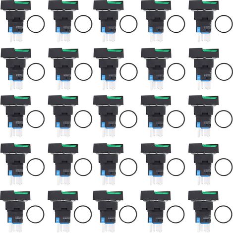 25 Stück Momenttaster Mit Selbstverriegelung, 16 Mm Quadratisch, Mit 24-v-grünlicht-set
