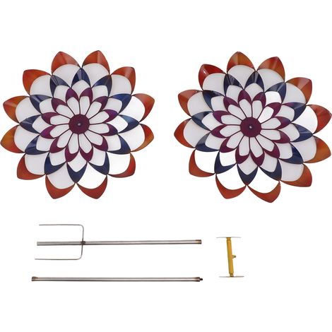 Exquisite 3d-windmühle Für Den Außenbereich Aus Farbenfrohem Metall Mit Erdspieß Für Parks, Rasenflächen, Gärten Und Terrassen.