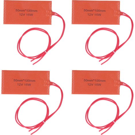 Set Aus 4 Flexiblen Silikon-heizmatten, 15 W Und 12 V, Zum Mischen Und Zur Wärmedämmung Von Industrieanlagen.