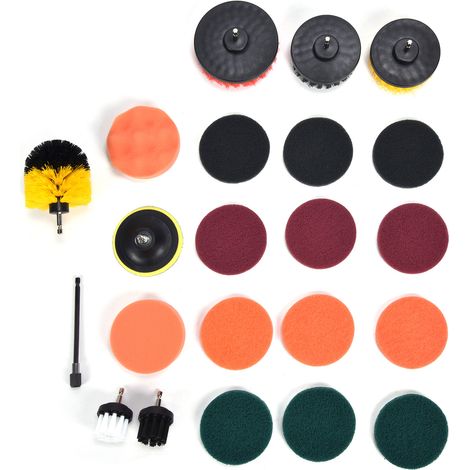 22-teiliges Set, Bohrmaschinenbürstenaufsatz, Scheuerschwämme, Reinigungsschwamm Zum Abstauben Von Wänden Und Böden