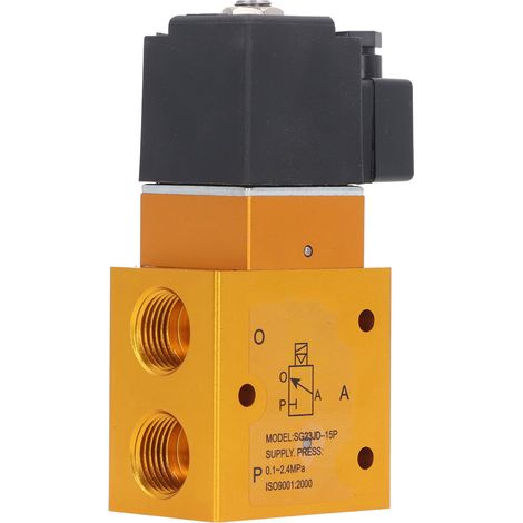 G1/2-zoll-magnetventil, 2 Positionen, 3-wege, Betriebsdruck 0,1 Bis 2,4 Mpa, Interne Führung, Pneumatisch, Dc 24 V