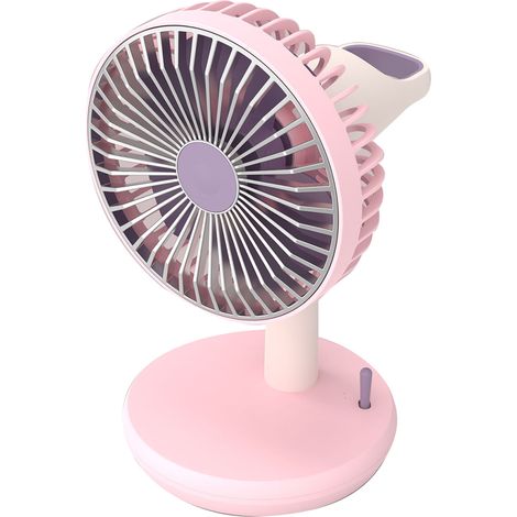 3-stufiger Usb-tischventilator, Einzelladung, 1200-mah-akku, Tragbar, Leise, Für Büro, Outdoor, Zuhause, Pink