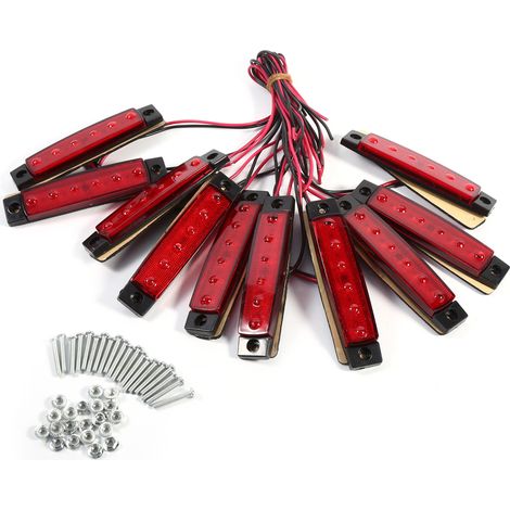 10x 6 Led Seitenmarkierungsleuchte Für Lkw, Transporter, Wohnwagen, Lastwagen, Rotes Licht