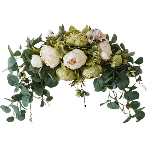Künstliche Blumengirlande, Künstliche Blumenranken, Grüne Wandgirlande Zum Aufhängen, Türdekoration, Hintergrund Für Hochzeitszeremonien, Tischbogen (weiß)