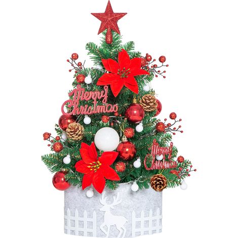Mini-weihnachtsbaum, 60 Cm, Künstlicher Weihnachtsbaum Mit Led-beleuchtung, Lichterkette Und Schmuck