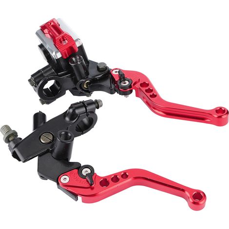 Paar Universelle 7/8" (22 Mm) Motorrad-brems- Und Kupplungshebel Mit Ausgleichsbehälter, Rot