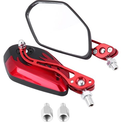 Paar Universelle Motorrad- Und Roller-rückspiegel, Aluminium, Flammenmuster, Rot, 8 Mm, 10 Mm