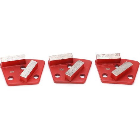 Diamantschleifschuhe, 3-teilig, Trapezförmig, Beton, Aggressives Schneiden, 2 Lange Zähne, Rot 30