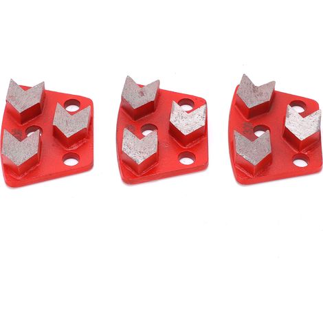 Diamantschleifschuhe, 3-teilig, Trapezförmig, Beton, Aggressives Schneiden, 3 Pfeilzähne, Rot 30