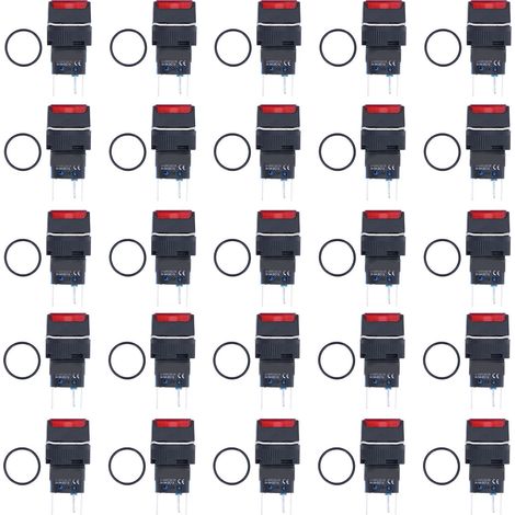 25 Stück 16 Mm Quadratische, Selbstverriegelnde Momenttaster Mit 12-v-beleuchtungsset