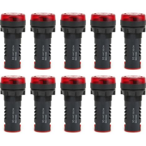 Led-summer Berm Ad16-22sm, 10 Stück, Rotes Blinken, Alarmanzeige, Ac/dc 24 V