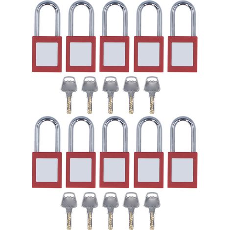 Elektrisches Vorhängeschloss Mit Schlüssel Für Industrielle Anwendungen, 10 Stück, Verchromtes Verriegelungskabel, Wiederverwendbares Einteiliges Gehäuse, Elektrisches Vorhängeschloss Mit Schlüssel